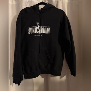 Sonic Boom Seattle Hoodie Sweatshirt Black Size M Indie Record Store